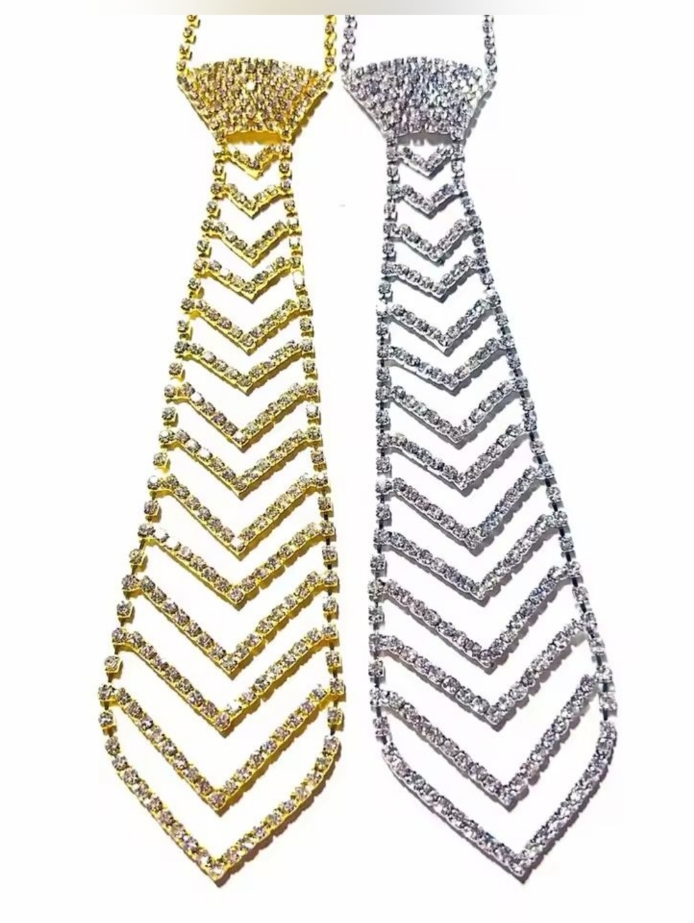 Gold Crystal Chevron Tie Necklace - Women Jewelry - Picture 5 of 6